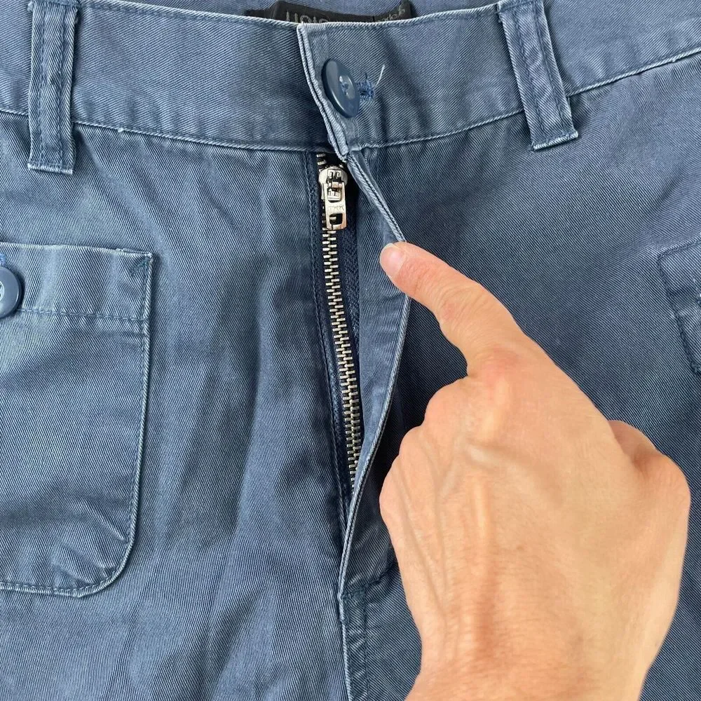 UNIS Field Cargo Shorts Men Medium‎ (32x9) Blue Chino Zip Fly Made in Korea